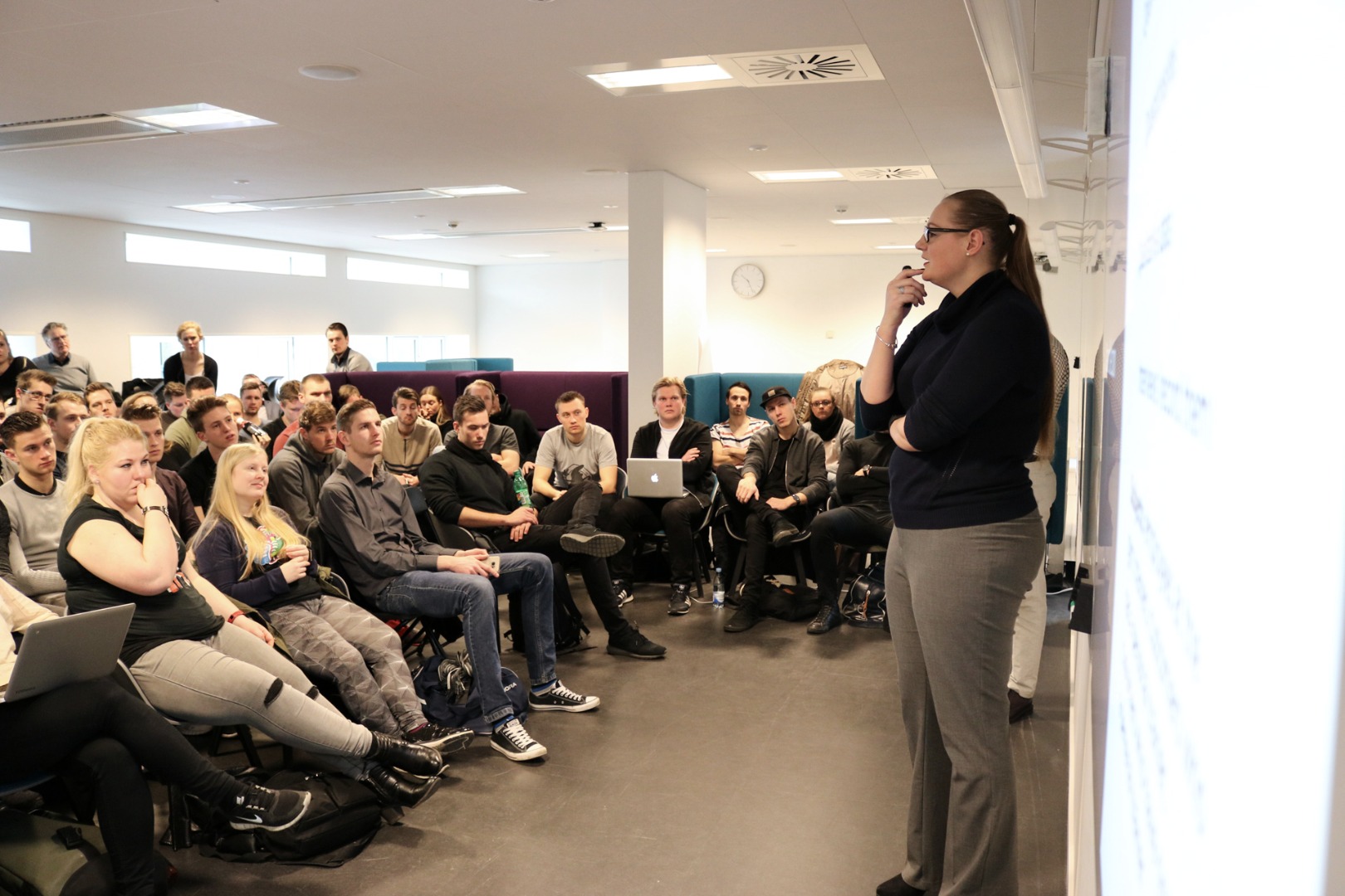 VP of Operations at AthGene, Anita Berntsen, to the students.